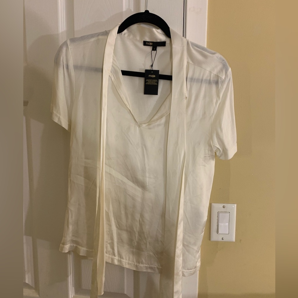 Tie Neck Maje Office Tshirt